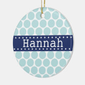 Blauwe blauwe polaire dot Pattern Blue Banner Keramisch Ornament (Links)