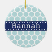 Blauwe blauwe polaire dot Pattern Blue Banner Keramisch Ornament (Achterkant)