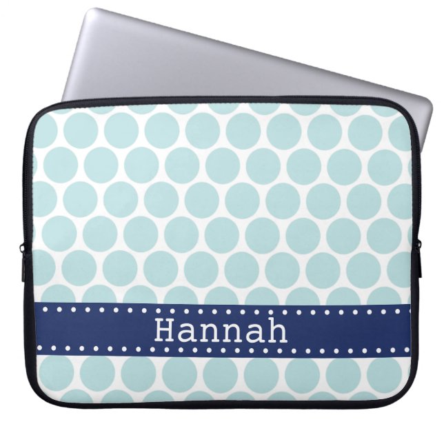 Blauwe blauwe polaire dot Pattern Blue Banner Laptop Sleeve (Voorkant)
