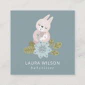 BLAUWE BLAUWE VLOEISTOFFEN BEER HUG BABY NANNY VIERKANTE VISITEKAARTJE (Voorkant)