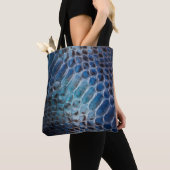 Blauwe, blauwe, zwarte, lederslang tote bag (Dichtbij)