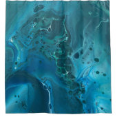 Blauwe Blauwgroen abstractie van watervrij marmer Douchegordijn (Voorkant)