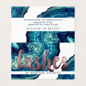 Blauwe Blauwgroen Agate Geode Stone Roos Gold Lash Visitekaartje (Buitenkant ongevouwen)