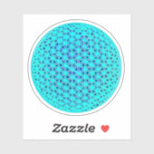 Blauwe blauwgroen bloem van het leven, bange geome sticker (Vel)