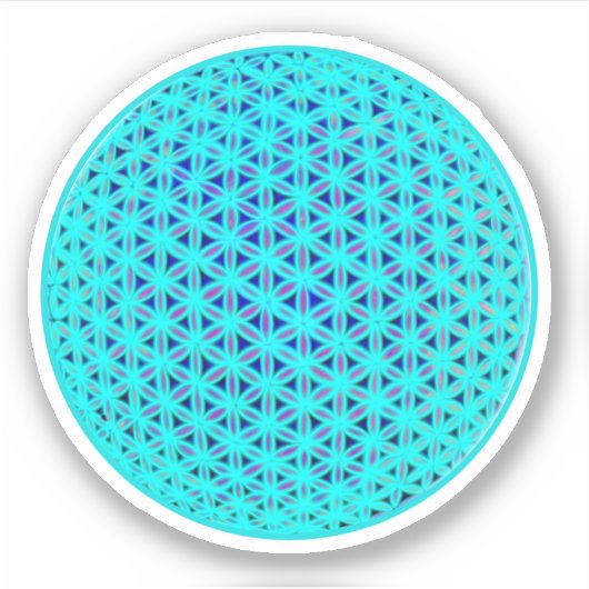 Blauwe blauwgroen bloem van het leven, bange geome sticker (Voorkant)