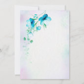 Blauwe blauwgroen bloemen bloemen kaart (Achterkant)