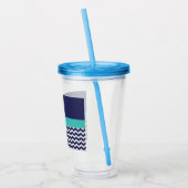 Blauwe Blauwgroen Chevron Acryl Drinkbeker (Links)