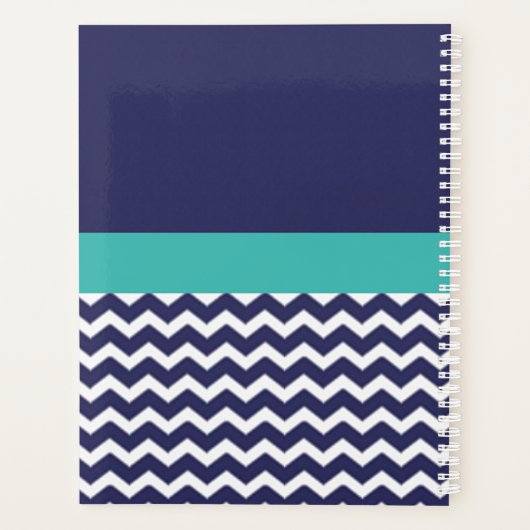 Blauwe Blauwgroen Chevron Planner (Achterkant)