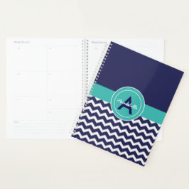 Blauwe Blauwgroen Chevron Planner