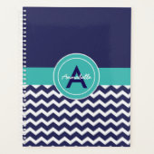 Blauwe Blauwgroen Chevron Planner (Voorkant)