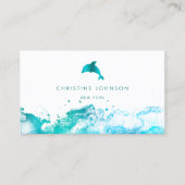 Blauwe blauwgroen dolfijn logo visitekaartje (Voorkant)