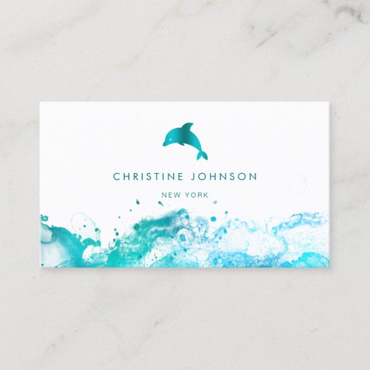 Blauwe blauwgroen dolfijn logo visitekaartje