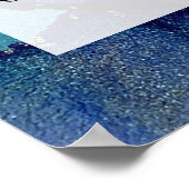 Blauwe, Blauwgroen en goudkleurige alcoholinkt Poster (Hoek)