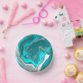 Blauwe, Blauwgroen en turquoise marmer fluid Art Papieren Kommen (Feest)