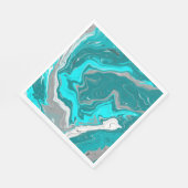 Blauwe, Blauwgroen en turquoise marmer fluid Art Servet (Hoek)