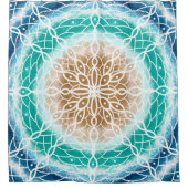 Blauwe, Blauwgroen en Turquoise Ocean Waves Douchegordijn (Voorkant)