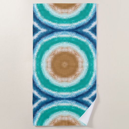 Blauwe, Blauwgroen en Turquoise Ocean Waves Strandlaken (Voorkant)