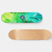 Blauwe Blauwgroen gele groene vloeibare inkt, mono Persoonlijk Skateboard (Horizontaal)