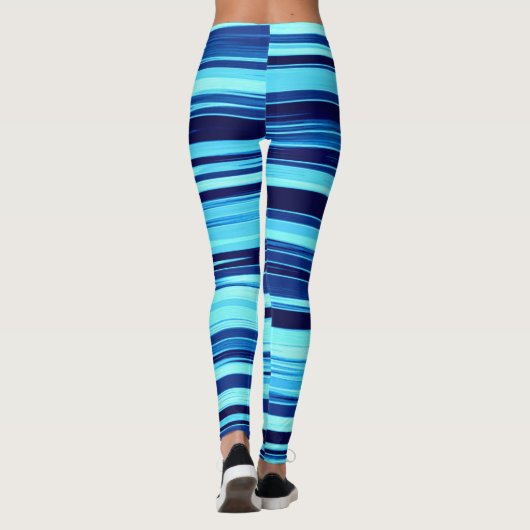 Blauwe & Blauwgroen Gestreepte Leggings (Achterkant)