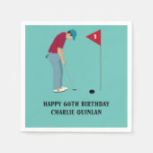 Blauwe Blauwgroen Golfer Thed Napkins Servet (Voorkant)