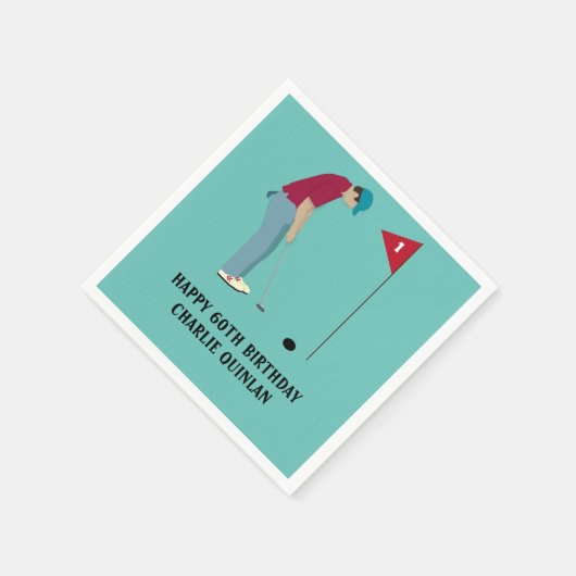 Blauwe Blauwgroen Golfer Thed Napkins Servet (Hoek)