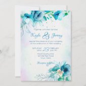 Blauwe blauwgroen groene bloemen, allemaal in één  kaart (Voorkant)