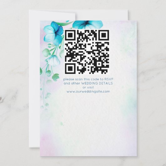 Blauwe blauwgroen groene bloemen, allemaal in één  kaart (Achterkant)