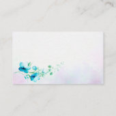 Blauwe blauwgroen groene bloemen blooraal bruiloft informatiekaartje (Achterkant)