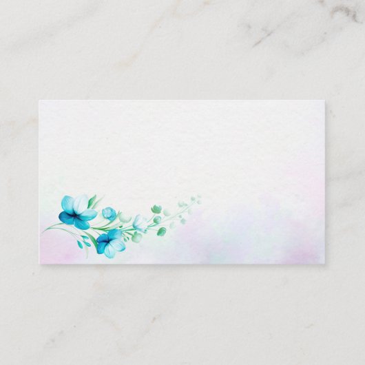 Blauwe blauwgroen groene bloemen blooraal bruiloft informatiekaartje