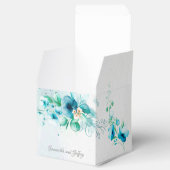 Blauwe blauwgroen groene bloemen florale bruiloft bedankdoosjes (Geopend)