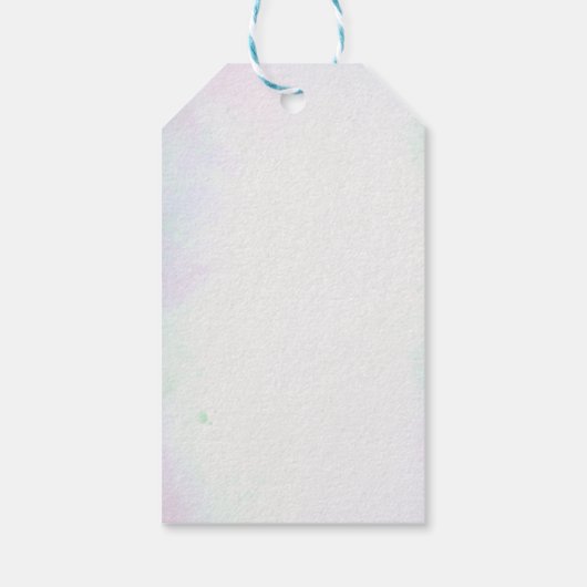 Blauwe blauwgroen groene bloemen florale huwelijks cadeaulabel (Achterkant)