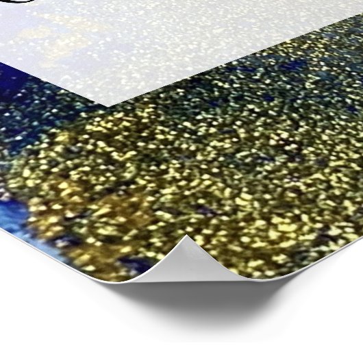 Blauwe, Blauwgroen, groene en Gold Abstracte alcoh Poster (Hoek)