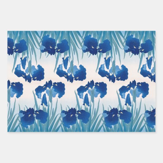 Blauwe & Blauwgroen irissen Inpakpapier Vel (Voorkant 3)