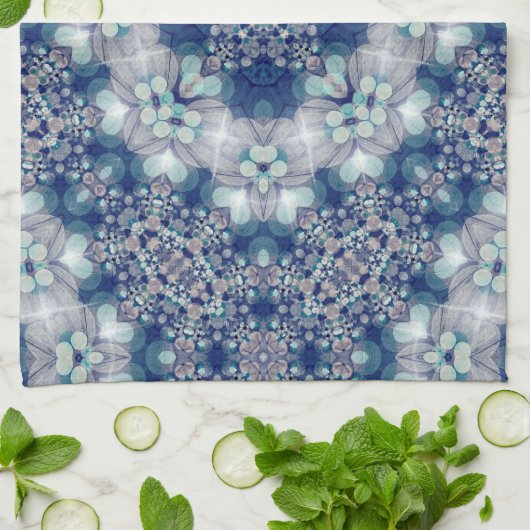 Blauwe Blauwgroen keukenhanddoek voor Bohemian Cot (Gevouwen)