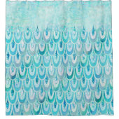 Blauwe Blauwgroen kleine zeemeerminnen schaaltjes  Douchegordijn (Voorkant)