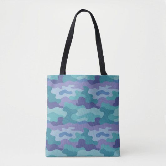 Blauwe Blauwgroen Lavendel Camo Schoudertas Tote Bag (Voorkant)