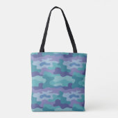 Blauwe Blauwgroen Lavendel Camo Schoudertas Tote Bag (Achterkant)