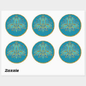Blauwe Blauwgroen Lotus met Golden Accents Ronde Sticker (Vel)