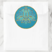 Blauwe Blauwgroen Lotus met Golden Accents Ronde Sticker (Tas)