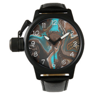Blauwe Blauwgroen marmer-schildpad Horloge