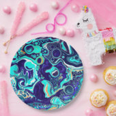 Blauwe Blauwgroen oceaanwervelingen Vloeiende kuns Papieren Bordje (Feest)