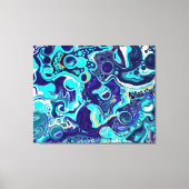Blauwe Blauwgroen oceaanzwemmen Marmer Fluid Art Canvas Afdruk (Voorkant)