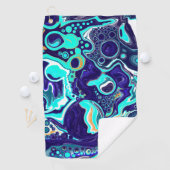 Blauwe Blauwgroen oceaanzwemmen Marmer Fluid Art Golfhanddoek (Insitu)