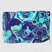 Blauwe Blauwgroen oceaanzwemmen Marmer Fluid Art Golfhanddoek (Horizontaal)