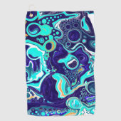 Blauwe Blauwgroen oceaanzwemmen Marmer Fluid Art Golfhanddoek (Voorkant)