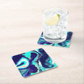Blauwe Blauwgroen oceaanzwemmen Marmer Fluid Art Kartonnen Onderzetters (Insitu)