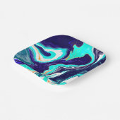Blauwe Blauwgroen oceaanzwemmen Marmer Fluid Art Papieren Bordje (Gebogen)
