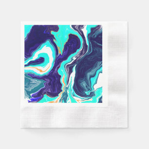 Blauwe Blauwgroen oceaanzwemmen Marmer Fluid Art Servet