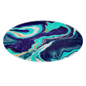 Blauwe Blauwgroen oceaanzwemmen Marmer Fluid Art Snijplank (Hoek)