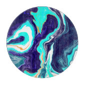 Blauwe Blauwgroen oceaanzwemmen Marmer Fluid Art Snijplank (Voorkant)